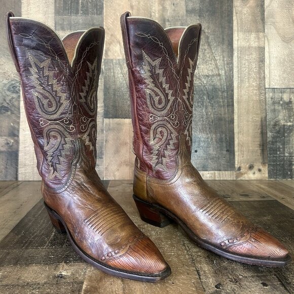 Lucchese N4561 Wingtip 1883 Western Brown Cowboy Boots Womens 8 B - Picture 1 of 12